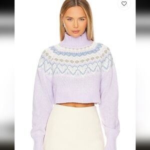 MAJORELLE X Revolve Tamera Fairisle Sweater in Purple & Blue Crop NWT  Size S